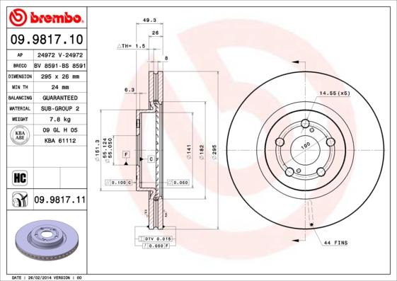 Brembo 09.9817.11 - Disc frana www.parts5.com