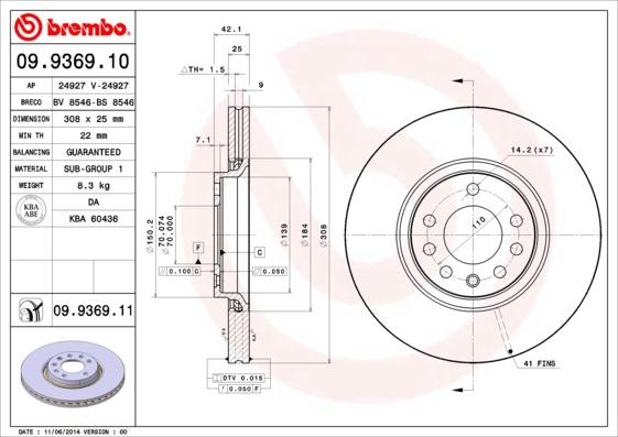 Brembo 09.9369.11 - Brake Disc www.parts5.com