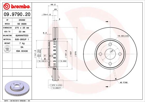 Brembo 09.9790.20 - Тормозной диск www.parts5.com