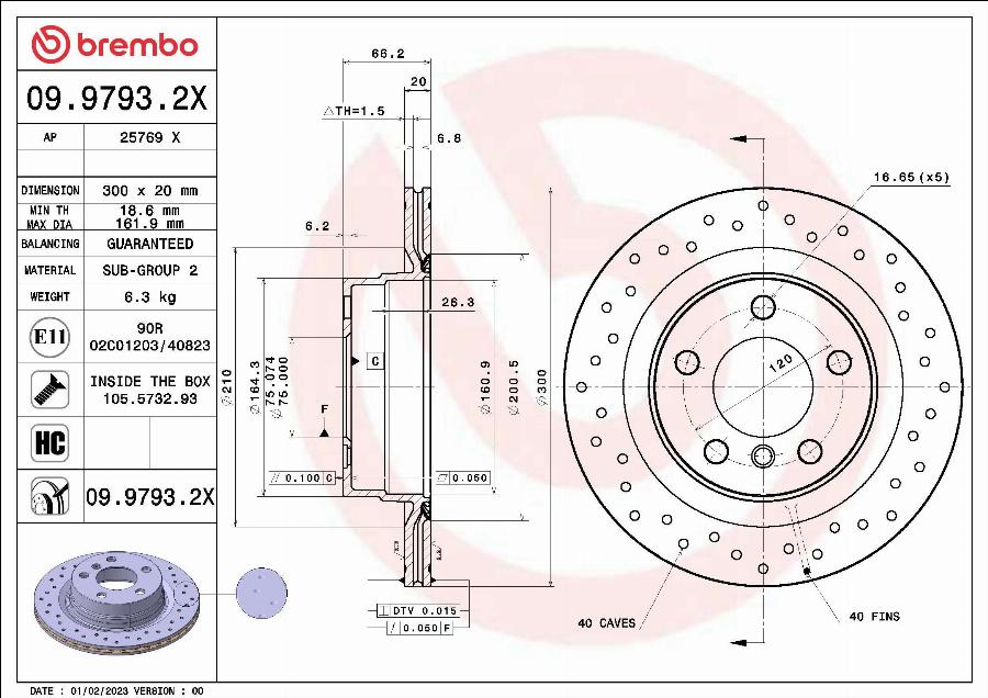 Brembo 09.9793.2X - Disc frana www.parts5.com