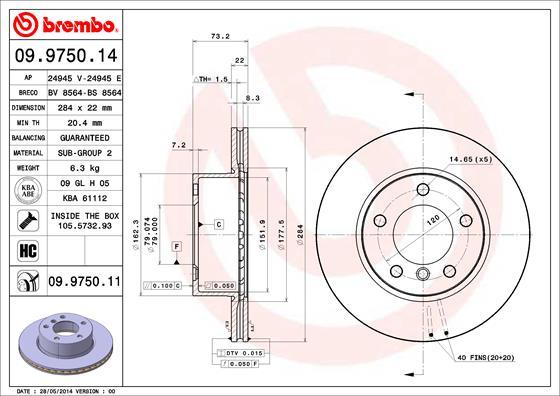 Brembo 09.9750.11 - Disc frana www.parts5.com