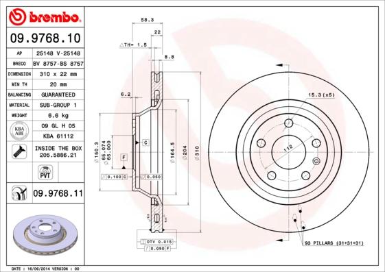 Brembo 09.9768.11 - Bremsscheibe www.parts5.com