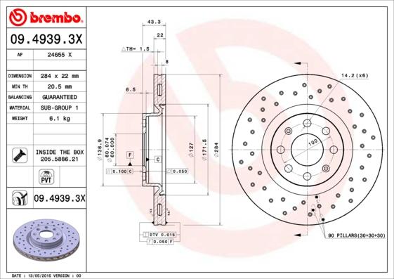 Brembo 09.4939.3X - Disco de freno www.parts5.com