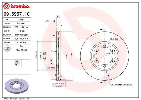 Brembo 09.5957.10 - Disc frana www.parts5.com