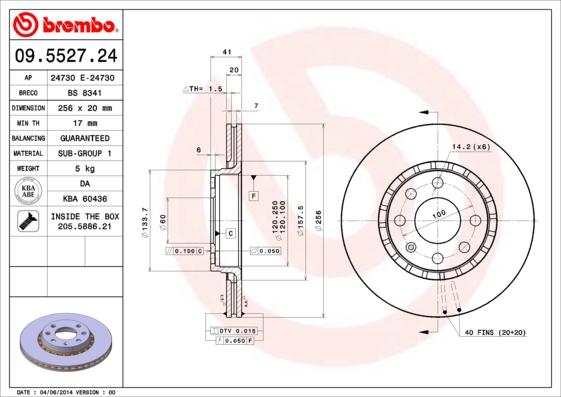 Brembo 09.5527.24 - Brake Disc www.parts5.com