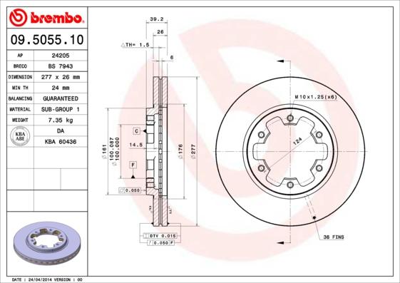 Brembo 09.5055.10 - Brake Disc parts5.com