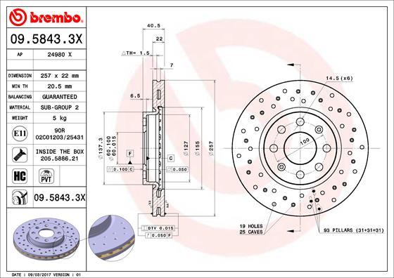 Brembo 09.5843.3X - Disco de freno www.parts5.com