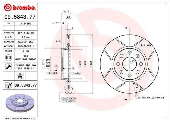 Brembo 09.5843.77 - Disco de freno www.parts5.com