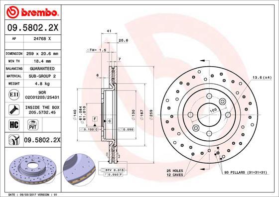 Brembo 09.5802.2X - Féktárcsa www.parts5.com