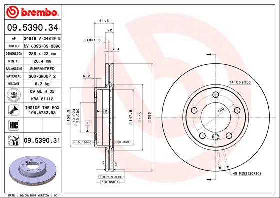 Brembo 09.5390.31 - Brake Disc parts5.com