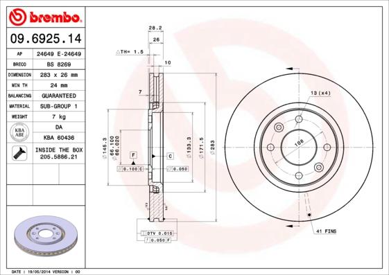 Brembo 09.6925.14 - Brake Disc www.parts5.com