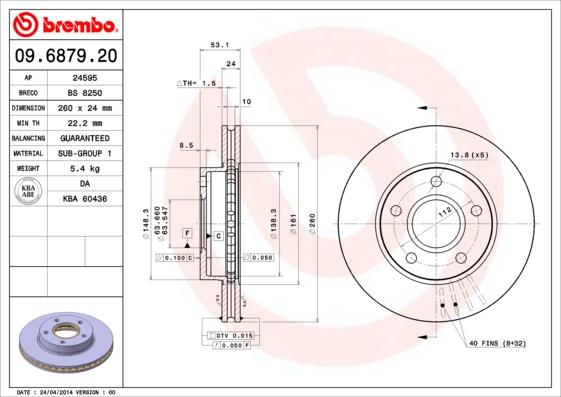 Brembo 09.6879.20 - Brake Disc www.parts5.com