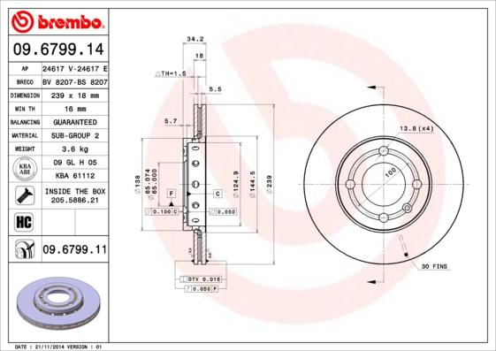 Brembo 09.6799.11 - Disco de freno www.parts5.com