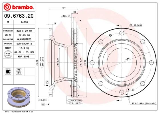 Brembo 09.6763.20 - Brake Disc www.parts5.com