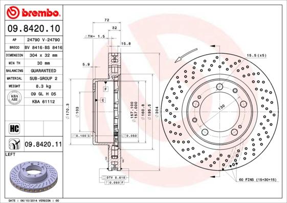 Brembo 09.8420.11 - Brzdový kotouč www.parts5.com