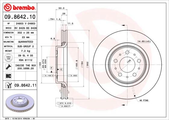 Brembo 09.8642.11 - Piduriketas www.parts5.com