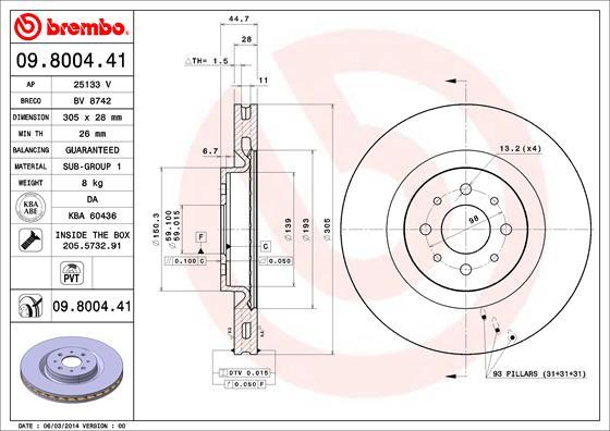 Brembo 09.8004.41 - Disc frana www.parts5.com