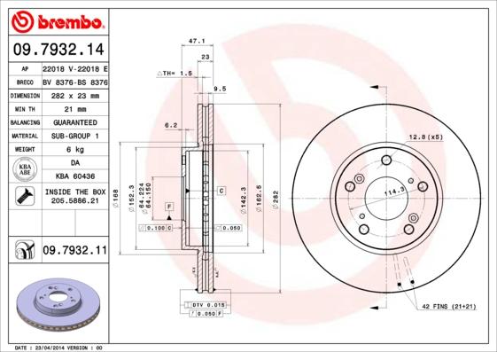 Brembo 09.7932.11 - Disc frana www.parts5.com