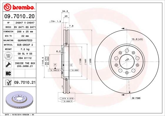 Brembo 09.7010.21 - Kočioni disk www.parts5.com