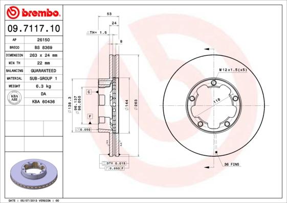 Brembo 09.7117.10 - Brake Disc parts5.com