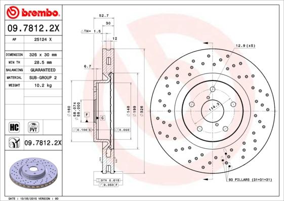 Brembo 09.7812.2X - Тормозной диск www.parts5.com