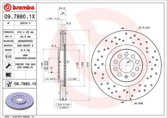 Brembo 09.7880.1X - Brake Disc www.parts5.com