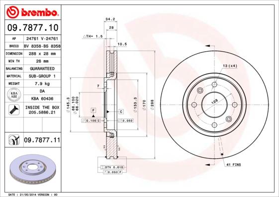 Brembo 09.7877.11 - Спирачен диск www.parts5.com