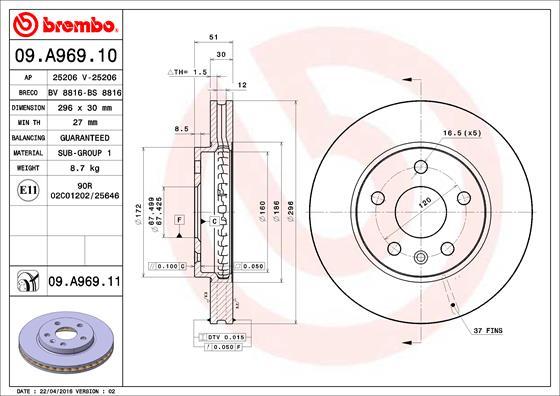 Brembo 09.A969.11 - Brake Disc www.parts5.com