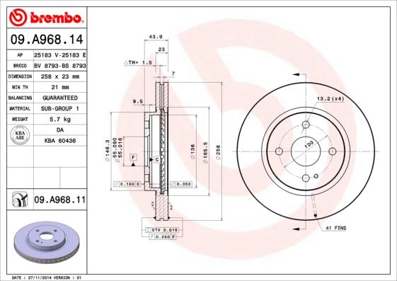 Brembo 09.A968.11 - Brake Disc www.parts5.com