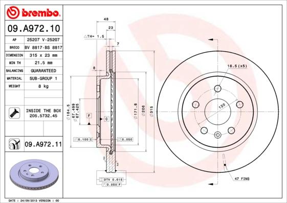 Brembo 09.A972.11 - Brake Disc www.parts5.com