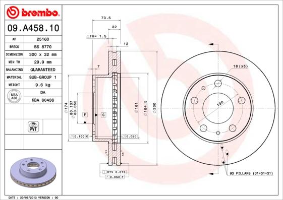 Brembo 09.A458.10 - Disc frana www.parts5.com