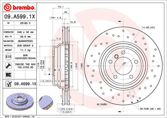 Brembo 09.A599.1X - Disco de freno www.parts5.com