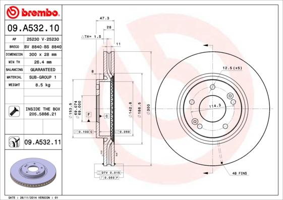 Brembo 09.A532.11 - Disc frana www.parts5.com