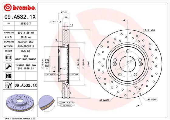 Brembo 09.A532.1X - Disco de freno www.parts5.com