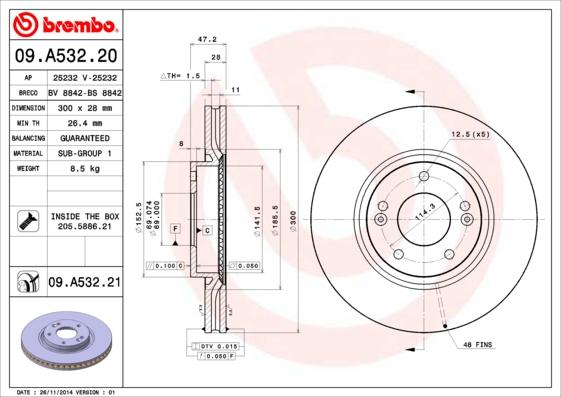 Brembo 09.A532.21 - Disc frana www.parts5.com