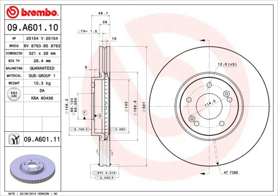 Brembo 09.A601.11 - Brake Disc www.parts5.com