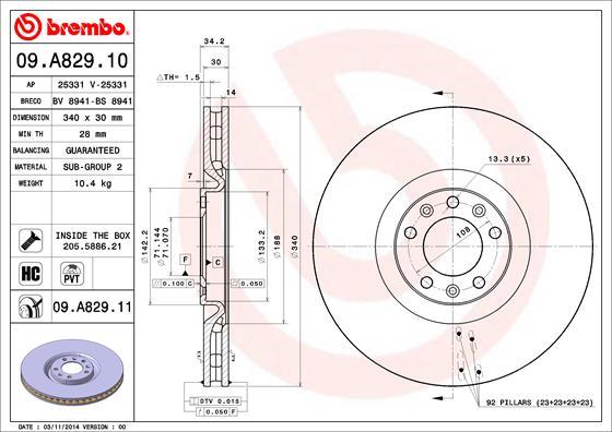 Brembo 09.A829.11 - Disco de freno www.parts5.com