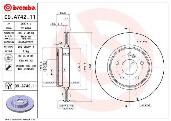 Brembo 09.A742.11 - Tarcza hamulcowa www.parts5.com