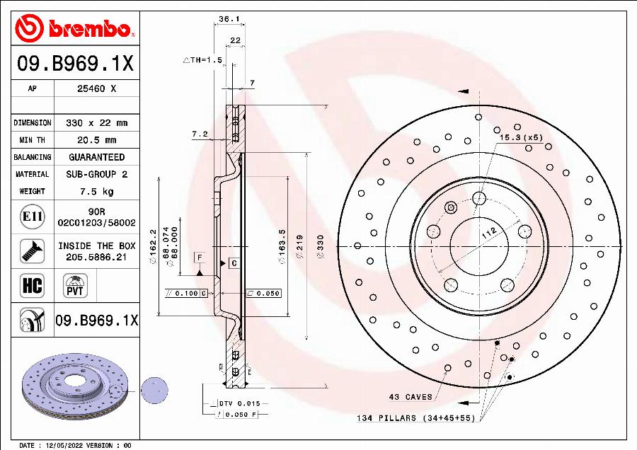 Brembo 09.B969.1X - Brake Disc www.parts5.com