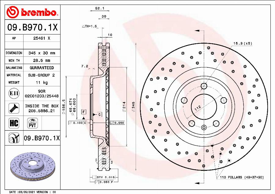 Brembo 09.B970.1X - Brake Disc www.parts5.com