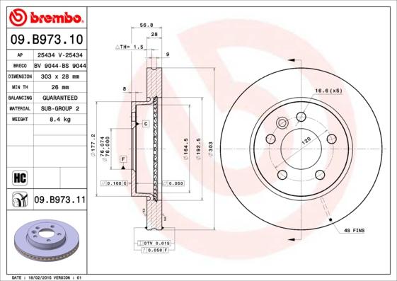 Brembo 09.B973.11 - Brake Disc www.parts5.com