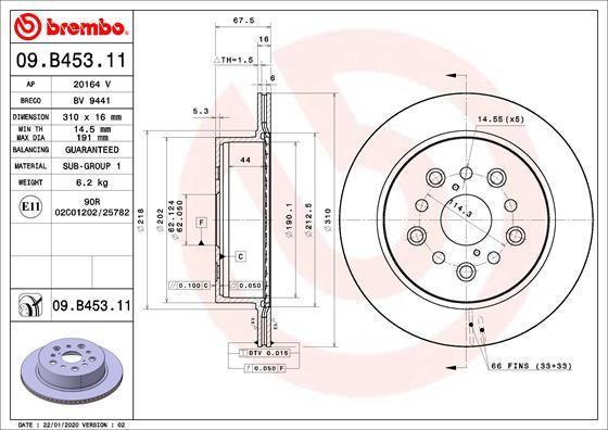 Brembo 09.B453.11 - Тормозной диск www.parts5.com