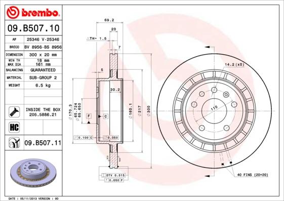 Brembo 09.B507.11 - Brake Disc www.parts5.com