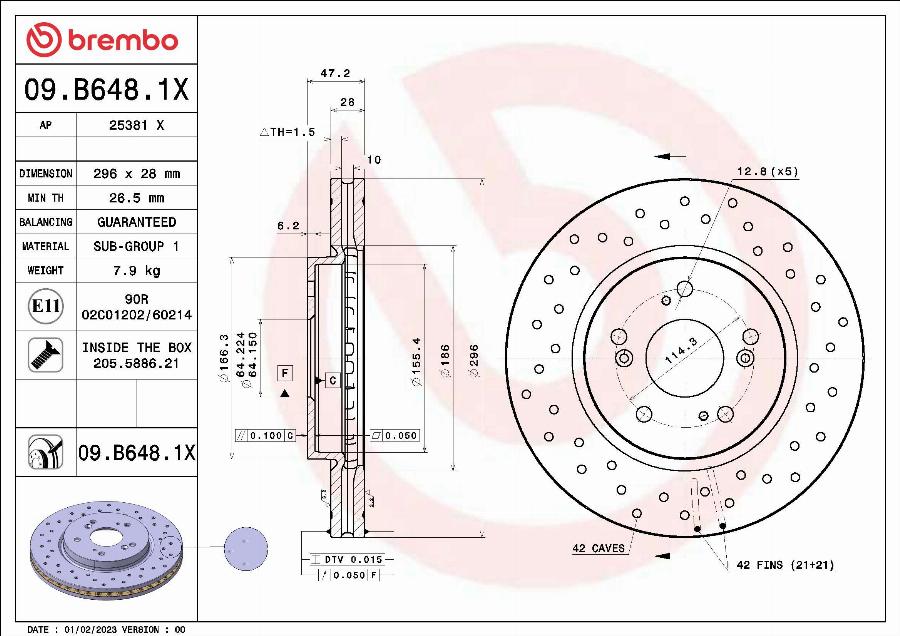 Brembo 09.B648.1X - Kočni disk www.parts5.com