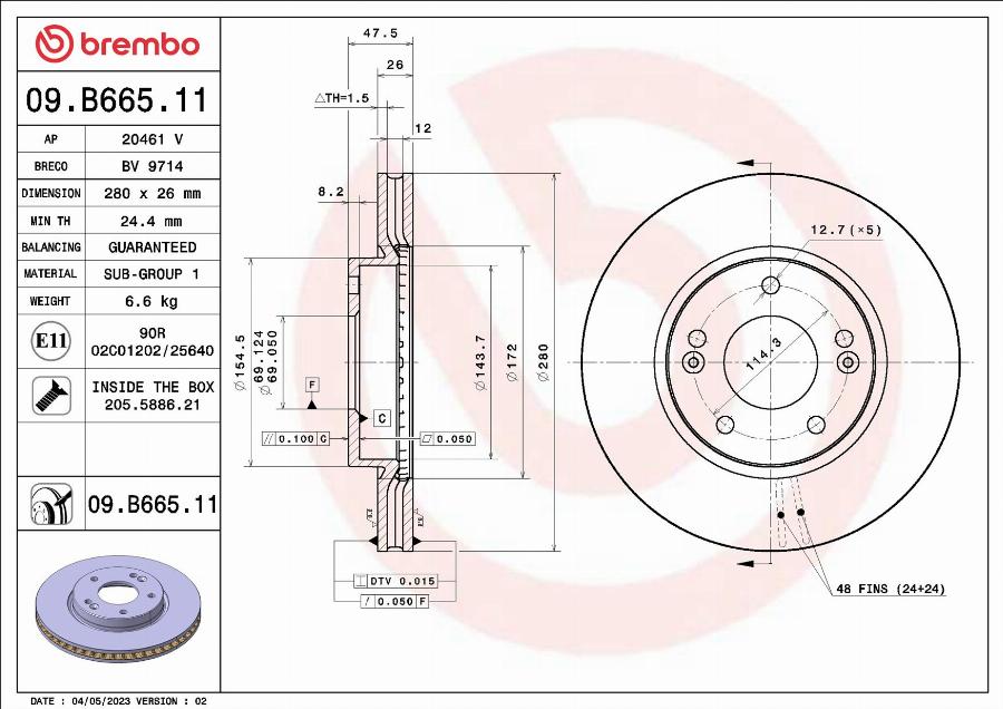 Brembo 09.B665.11 - Brake Disc www.parts5.com