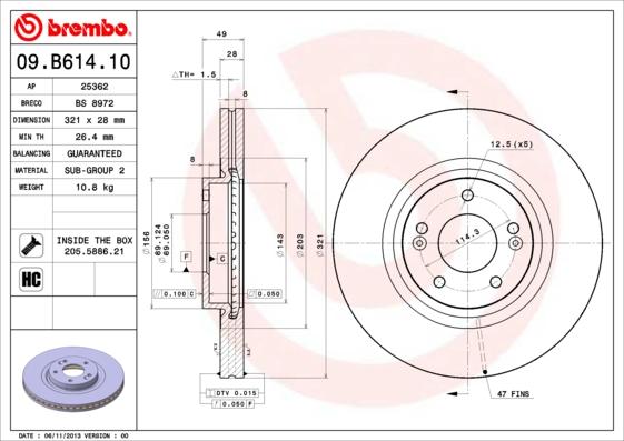 Brembo 09.B614.10 - Brake Disc www.parts5.com