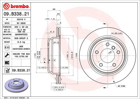 Brembo 09.B338.21 - Disc frana www.parts5.com