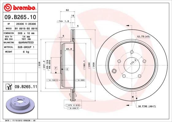 Brembo 09.B265.11 - Brake Disc www.parts5.com