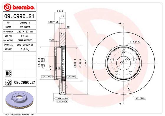 Brembo 09.C990.21 - Brake Disc parts5.com