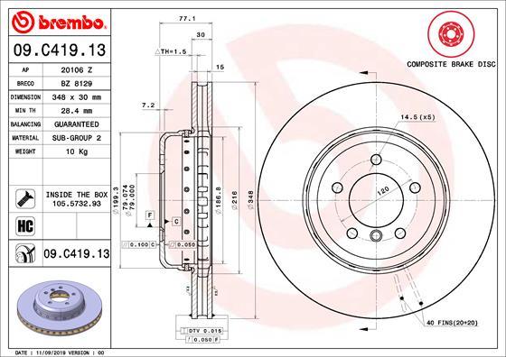 Brembo 09.C419.13 - Brake Disc www.parts5.com